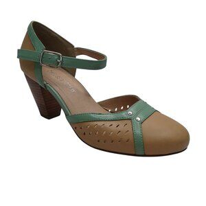 Chelsea Crew Zest Biege Green Retro Gatsby Pumps Heels Womens 39 US 8-8.5